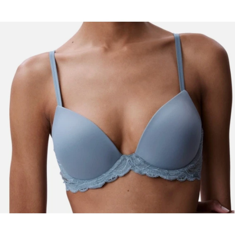 Calvin Klein Blue Sensual Stretch Lace Lift Demi Bra 34B QF8122-031 NEW